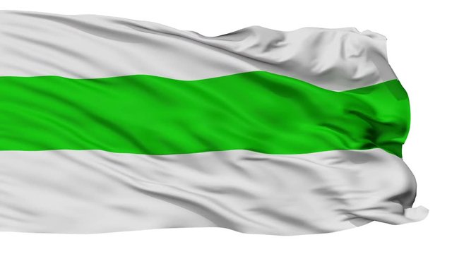 Codru flag, city of Moldova, realistic animation isolated on white seamless loop - 10 seconds long (alpha channel is included)