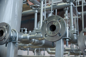 Obraz premium System of industrial cryogenic pipelines.