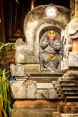 Elephant statue of Ganesh, stone altar, traditions of Bali, Indonesia