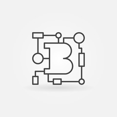 Blockchain technology vector outline logo element or icon