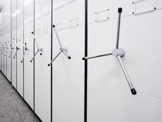 Mobile cabinet office storage document rack room perspective