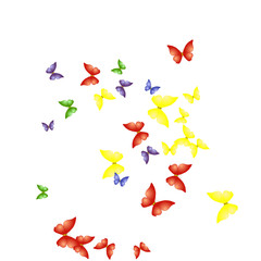Fototapeta premium Background with Colorful Butterflies. Simple Feminine Pattern for Card, Invitation, Print. Trendy Decoration with Beautiful Butterfly Silhouettes. Vector Background with Moth