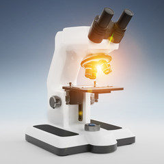 Modern digital microscope 3D rendering