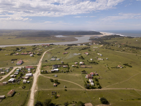 Aerial View Of A Remote Village In Southern Africa