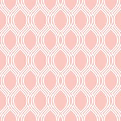 Seamless vector ornament. Modern background. Geometric modern pink and white wavy pattern