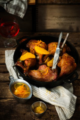 slow roast duck with orange.style rustic.