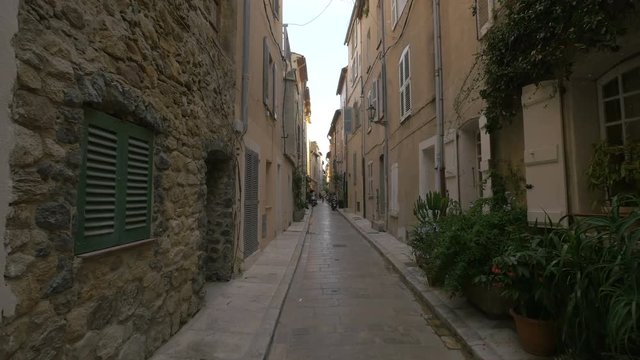 Buildings on a narrow street in Saint-Tropez