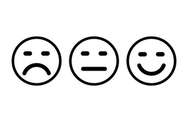 Smileys with rounded rectangle eyes. Emoticons icon negative, neutral and positive, different mood. Vector illustration.