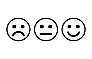 Smileys with rounded square eyes. Emoticons icon negative, neutral and positive, different mood. Vector illustration.