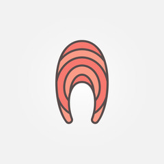Creative red fish steak concept vector flat icon or logo
