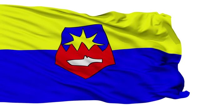 Al Hoceima province flag, Morocco, realistic animation isolated on white seamless loop - 10 seconds long (alpha channel is included)