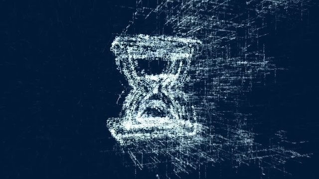 Logo of hourglass, loop news animation. Intro energetic action of abstract time