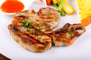 Grilled pork steak