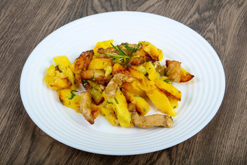 Fried potato with pork