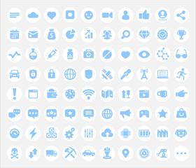 Icons for multimedia, social networks, medicine, business, chatting and industry