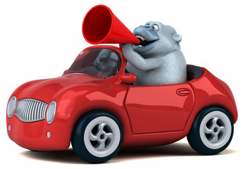 Fun white gorilla - 3D Illustration