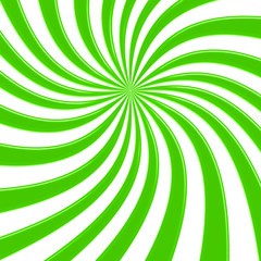 Stock Illustration - Green Colored Twisted Sunbeams Centered, Blank Copy Space, 3D Illustration.