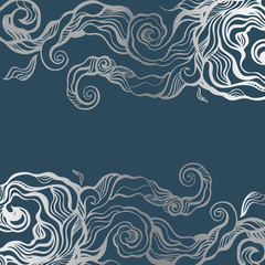 Fototapeta na wymiar Hand drawn Blue water wave, abstract Sea background
