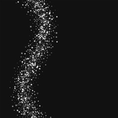 Amazing falling stars. Left wave with amazing falling stars on black background. Charming Vector illustration.