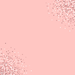 Pink gold glitter. Circular corners with pink gold glitter on pink background. Cool Vector illustration.