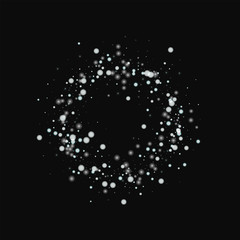 Beautiful falling snow. Small circle frame with beautiful falling snow on black background. Superb Vector illustration.