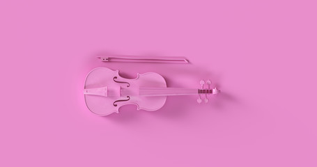 Pink Violin 3d illustration	