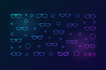 Fototapeta premium Vector glasses bright horizontal outline illustration or banner