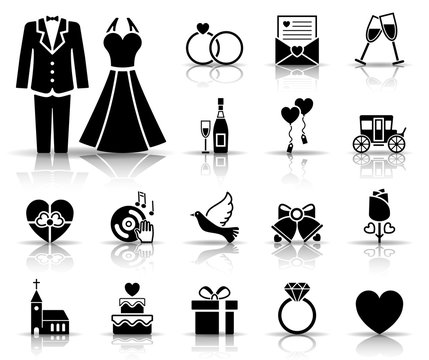 Hochzeit Iconset - Schwarz (Schatten)