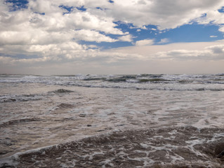 Fototapeta na wymiar Castelldefels beach after a stormy day