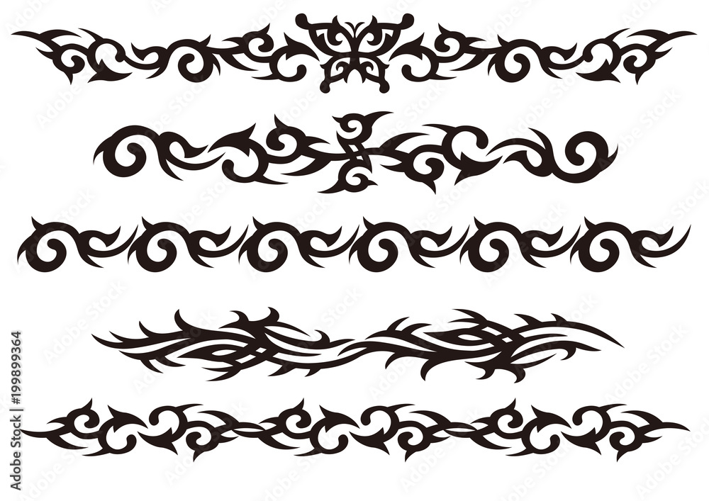 Wall mural tattoo tribal vector design art set.