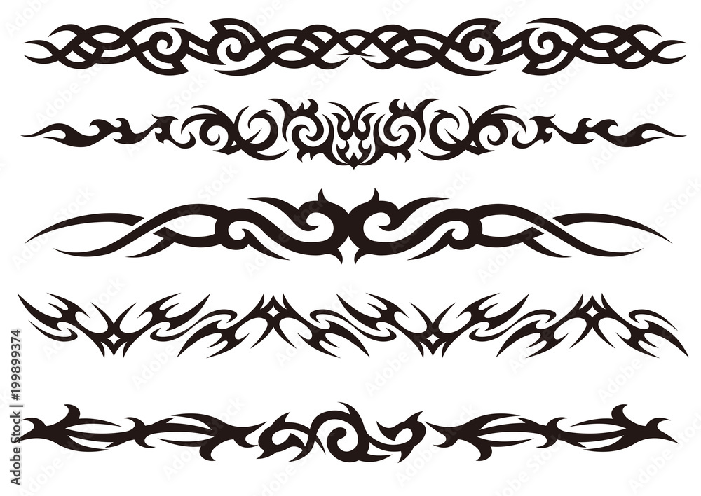 Wall mural Tattoo tribal vector design art set.