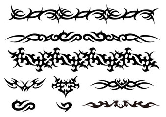Tattoo tribal vector design art set.