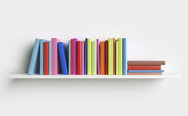 Multicolored books on a shelf - 199899729