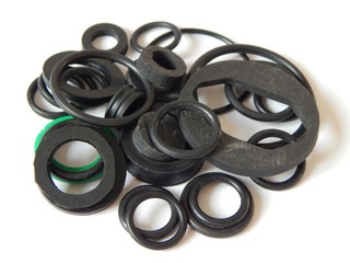 Rubber rings. The photo. Sealing gaskets for hydraulic joints. Rubber sealing rings for plumbing.