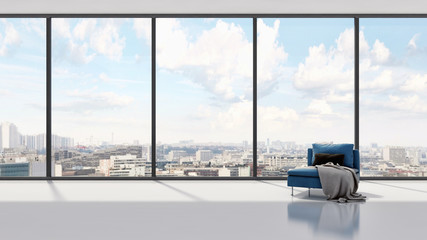 Naklejka premium Modern bright interiors apartment 3D rendering illustration