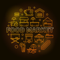 Food market circular yellow symbol. Vector illustration