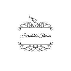 Feather, elegant pen, law firm, lawyer, writer literary  logos set.