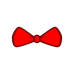 Red ribbon bow. Design element.  illustration isolated on white