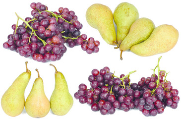 Pears and Red Grape on white background