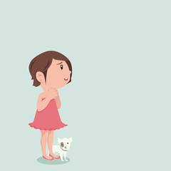 Girl standing with dog