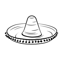 Sombrero mexican hat.  illustration isolated on white