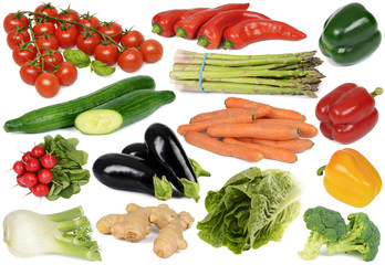 Group of Vegetables on white background