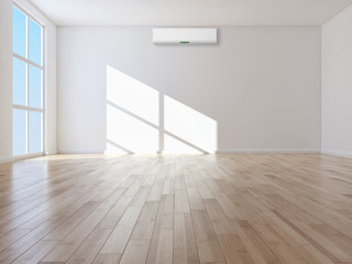 Modern interior apartment with air conditioning 3D rendering illustration