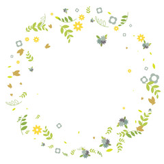 Floral Spring and Summer Vector Wallpaper with Flowers, Leaves, Butterflies, Green Branches. Easter, Mother's Day, 8 March, Birthday, Wedding Background for Banners, Cards, Posters, Invitations.