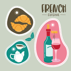French cuisine. Menu. A set of French dishes and pastries.