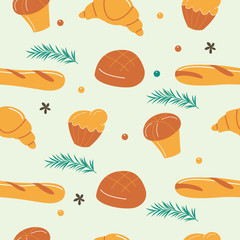 Seamless pattern. French pastry.