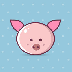Vector image of a pig design on a blue background. Vector, illustration eps10