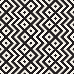 Stylish lines lattice. Ethnic monochrome texture. Abstract geometric background design. Vector seamless pattern.