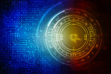 2d illustration Abstract futuristic electronic circuit technology background
