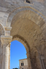 Italy, Puglia, Cathedral of Trani, Arches and columns of the bell tower